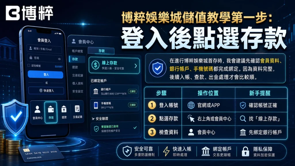 3A娛樂城儲值教學第一步，登入會員帳戶並點選存款按鈕教學。